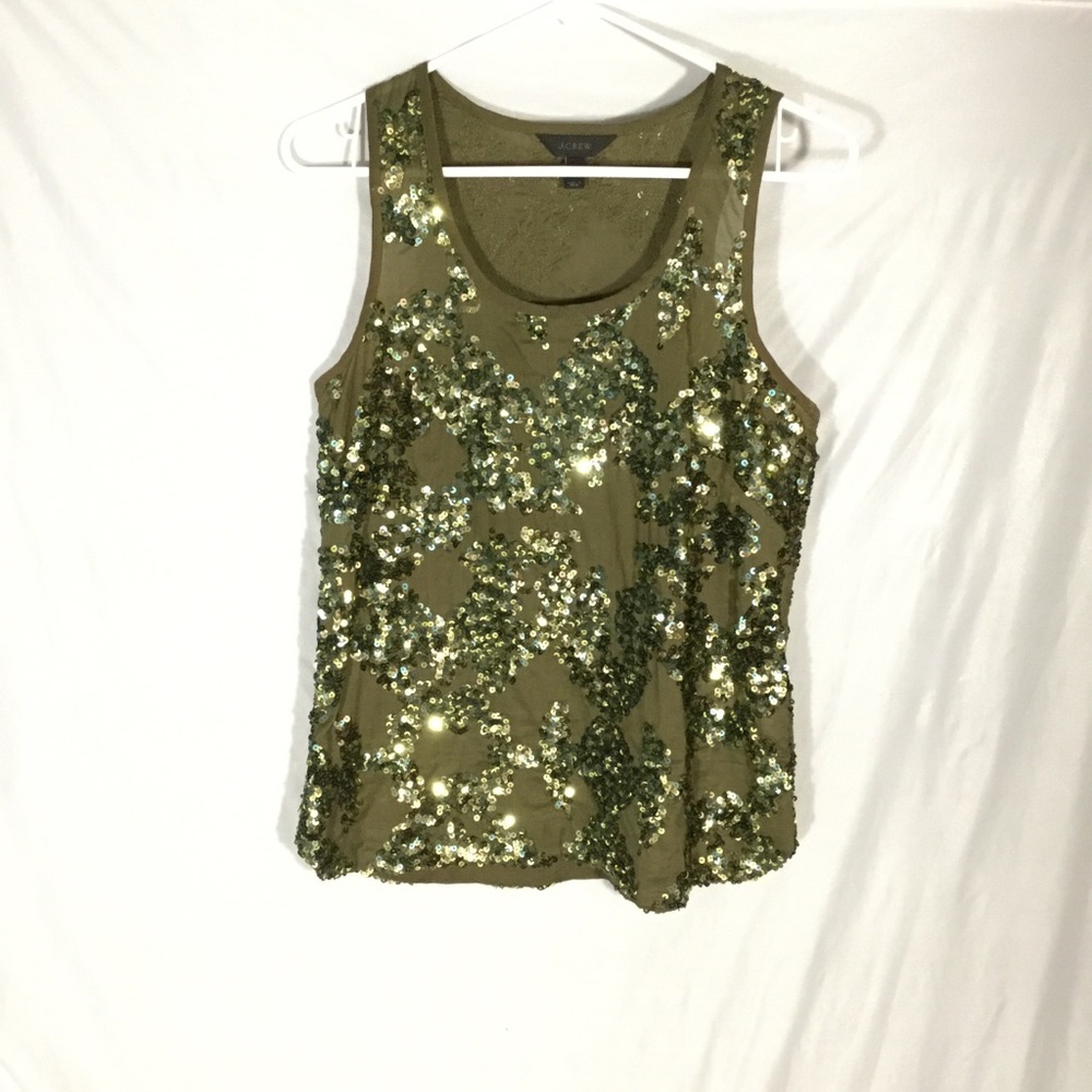 J.Crew Sequin Tank Top Green Size 2